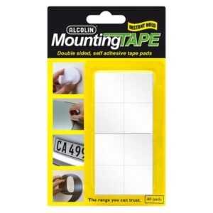 Alcolin Mounting Tape Strong Double-Sided Adhesive Tape 40 x Square Pads