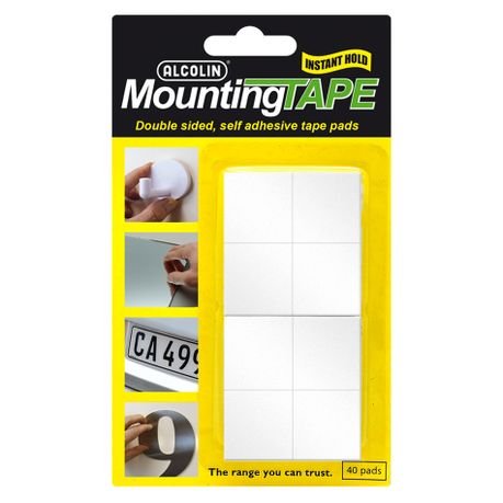 Alcolin Mounting Tape Strong Double-Sided Adhesive Tape 40 x Square Pads