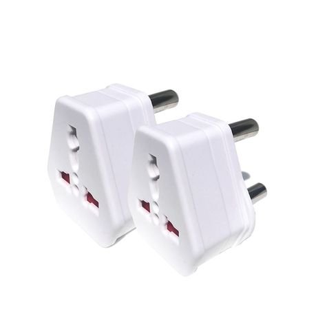 European USA UK Multi Plug to South African Power Converter (2 Pack) - White