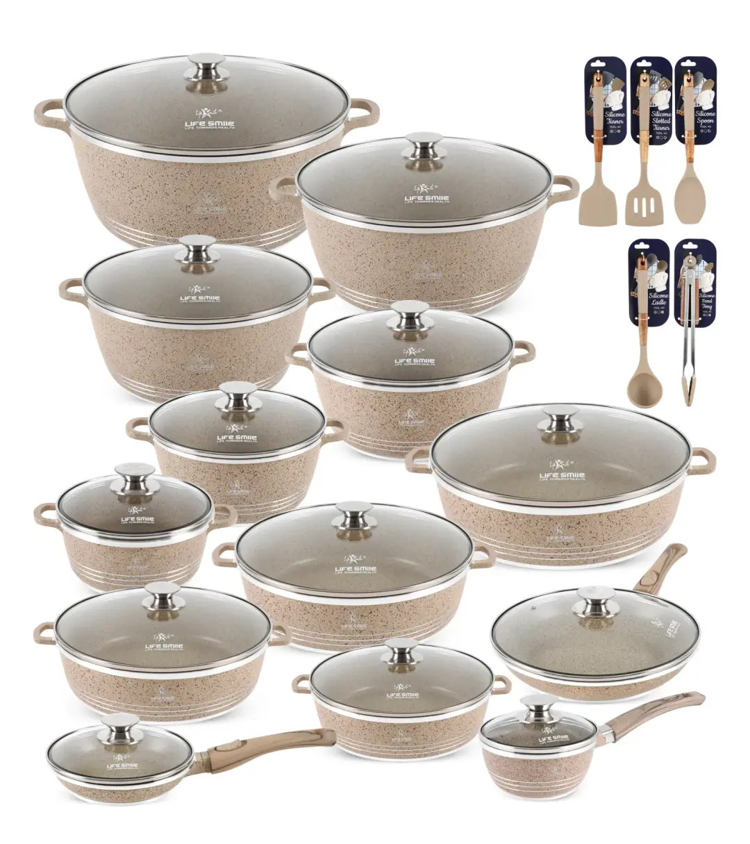 31 Pcs Non Stick Granite Kitchen Cooking Set with Tools - image 2