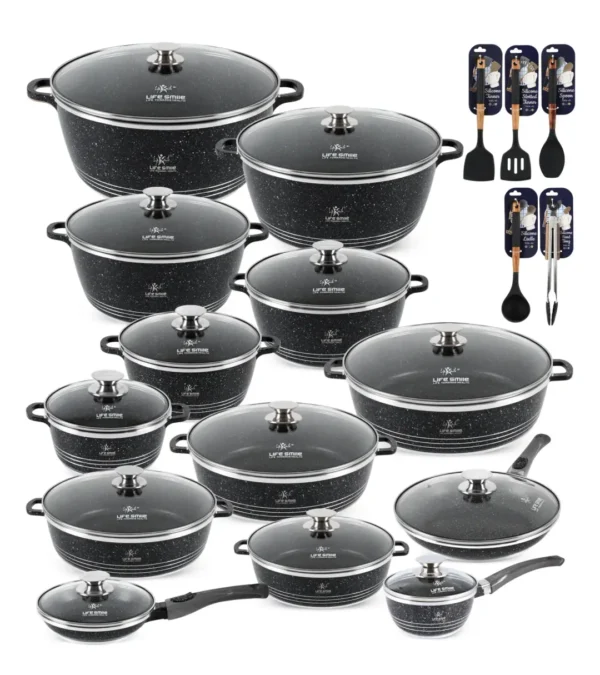 31 Pcs Non Stick Granite Kitchen Cooking Set with Tools