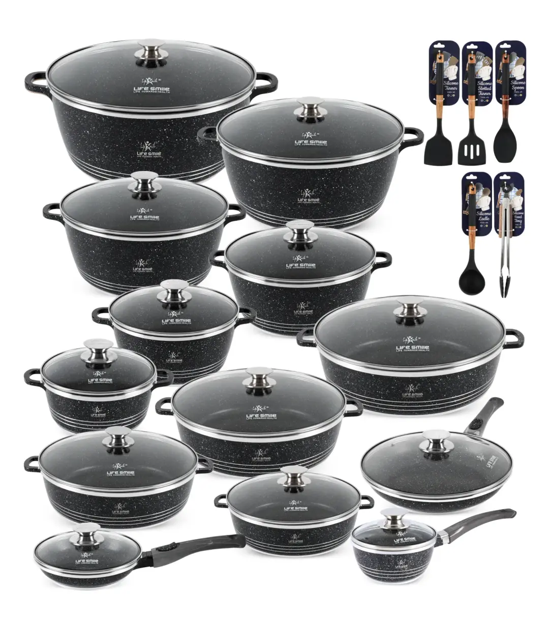 31 Pcs Non Stick Granite Kitchen Cooking Set with Tools
