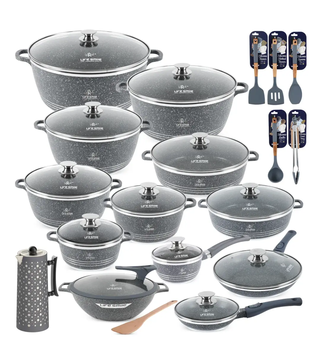 31 Pcs Non Stick Granite Kitchen Cooking Set with Tools - image 3