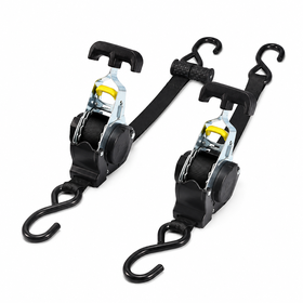 2-Pack Auto-Retractable Ratchet Straps 25mm 680kg with Coated Hooks