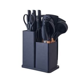 Silicone Kitchenware Kit 19 Pieces Knife & Spoon Set With Storage Rack