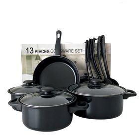 13 Piece Black Non-Stick Cookware Set