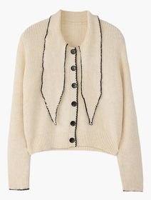 TRENDYOL Scalloped Trim Bow Neck Cardigan