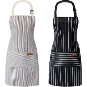 2 Cooking Aprons Adjustable Bib Chef Baking Kitchen Apron for Women Men