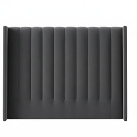 Room Studio - Charcoal Velvet Vertical Paneled Wingback Headboard