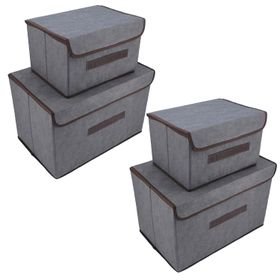 Collapsible Storage Box with Lid-Set of 4 - 2x7L & 2x19L