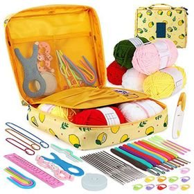 58 Pcs Crochet Hooks Kit Knitting Starter Kit for Adults Ergonomic Crochet