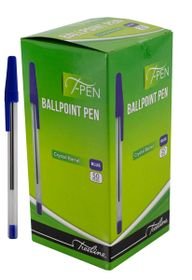 Treeline Ballpoint Pens Crystal Barrel Blue T-Pen - Box of 50