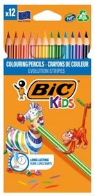 BIC Evolution Stripes - 12 Coloring Pencils for Kids, Students & Teachers