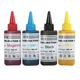 INKWAREHOUSE Sublimation Dye Ink Bottles B/C/M/Y - 100ML