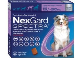 NexGard Spectra Chewable Tablets for Dogs - 15,1-30kg Tick, Flea, Worm 1s