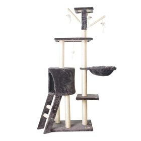 Cat Tree House Tower & Climbing Frame Sisal Post - 138cm Dark Grey