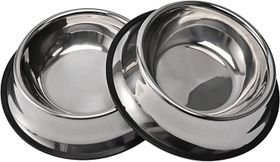 2 Pack Stainless Steel Dog Bowl, with Anti-Skid Rubber Base
