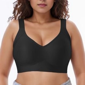 Seamless Full Coverage Plus Size Bra Wireless Soft V Neck Push Up Bra