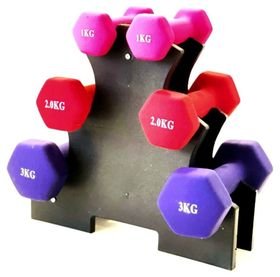 Hexagonales Dumbbell Set of 6 with Stand-12KG