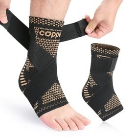 1 Pair Copper Ankle Brace for Sprains, Tendonitis & Pain Relief