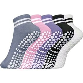 5-Pack Women's Non-Slip Grip Socks - Pilates, Rebounding & Yoga