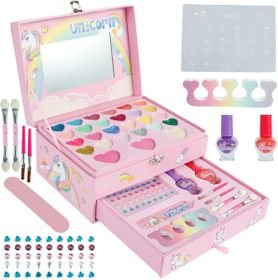 Magical Unicorn Portable Makeup Chest with Mirror Play Set for Kids