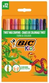 BIC Kids Turn & Colour 12 Wax Crayons - Twist Up and Draw