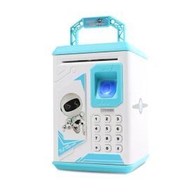 Robot Piggy Bank Kids ATM Electronic Fingerprint Password Money Safe