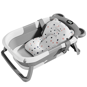 Portable Collapsible Baby & Infant Bath Tub Cushion & Temperature Sensor.