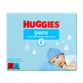 Huggies Pure Baby Wipes - 4s Value Pack - 224 Wipes