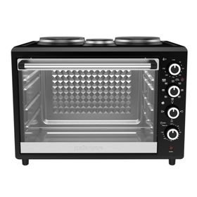 Mellerware 46L Mini Oven With3 Solid Hotplates Steel Black 3500W Horizon 46