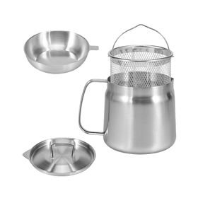 304 Stainless Steel Deep Fryer Pot with Basket & Strainer, Oil Strainer Pot