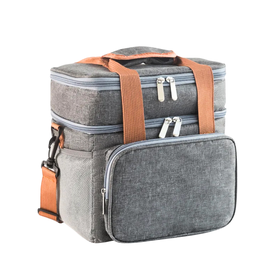 Double Layer Large Capacity Lunch Cooler Bag with Strap