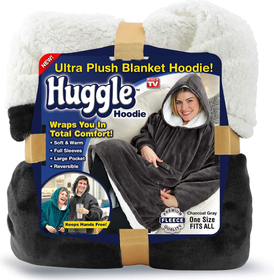 One Size Fits All Ultra Plush Blanket Hoodie - Black/Blue/Red/Grey