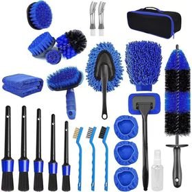 26 Pieces Car Cleaning Kit with Storage Bag for Interior Exterior Wheels