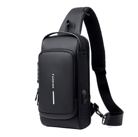 Anti-Theft Lock Sling Chest Bag Shoulder Crossbody With USB Port