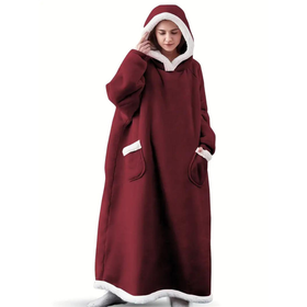 Extra Long Oversized Ultra Plush Blanket Hoodies - Red