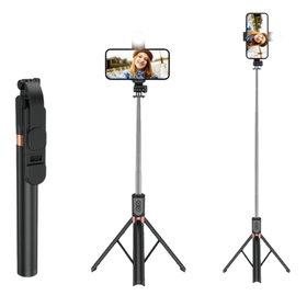 Tripod For Phones, Selfie Stick, Led Light and BT remote, Long Tripod 1.7m