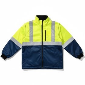 Hurricane Two Tone Bunny Jacket Front Zip Lime and Navy Blue