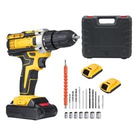 Cordless Rechargeable Drill Set With Tool Kit, Battery Pack & Carry Case