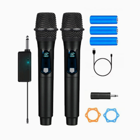 Wireless Microphone,Rechargeable Wireless Dual UHF Microphone
