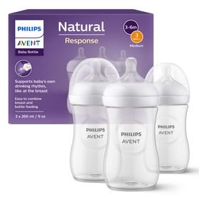 Philips Avent Natural Response, 3 Bottles, 9oz/260ml with Medium Flow Teat
