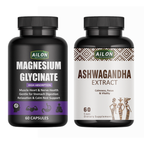 Magnesium Glycinate + Ashwagandha Combo Set | Sleep, Stress & Mood Support