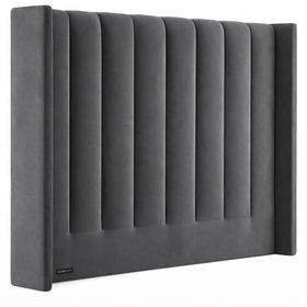 Room Studio - Charcoal Velvet Vertical Paneled Wingback Headboard