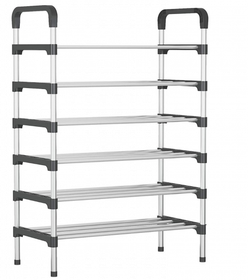 6 Layer Shoe Storage Organizer Rack - Black