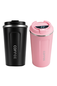 2 Pack 510ml Hot &Cold Insulated Flask Temp display Travel Coffee Mug