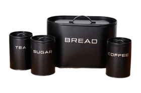 Royal Homeware Enzo Bread Bin & Canister Set - 3D Letter Design (4 Piece)