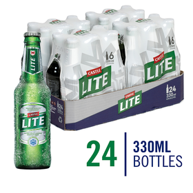 Castle Lite Premium Lager Beer 24 x 330ml Bottles