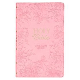 KJV Holy Bible, Gift Edition King James Version, Faux Leather Flexible Cover, Light Pink Floral