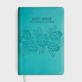 NIV Leather Touch Sea Green Protea Bible